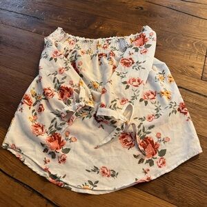 Rue21 Floral Off-Shoulder Blouse - White and Red